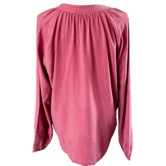 NWT Anthropologie Cloth & Stone Wine TENCEL Lyocell Blouse L Boho Fall Top - Picture 9 of 11